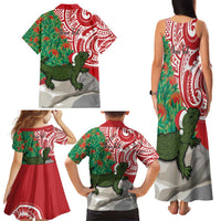 Personalised New Zealand Tuatara Christmas Family Matching Tank Maxi Dress and Hawaiian Shirt Meri Kirihimete Aotearoa Maori Mix Pohutukawa LT14 - Polynesian Pride