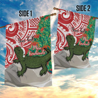 Personalised New Zealand Tuatara Christmas Garden Flag Meri Kirihimete Aotearoa Maori Mix Pohutukawa LT14 - Polynesian Pride