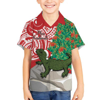 Personalised New Zealand Tuatara Christmas Hawaiian Shirt Meri Kirihimete Aotearoa Maori Mix Pohutukawa LT14 - Polynesian Pride