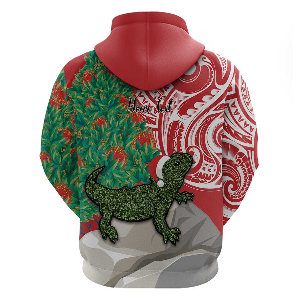 Personalised New Zealand Tuatara Christmas Hoodie Meri Kirihimete Aotearoa Maori Mix Pohutukawa LT14 - Polynesian Pride