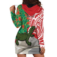 Personalised New Zealand Tuatara Christmas Hoodie Dress Meri Kirihimete Aotearoa Maori Mix Pohutukawa LT14 - Polynesian Pride
