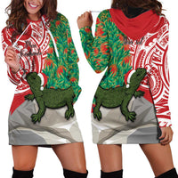 Personalised New Zealand Tuatara Christmas Hoodie Dress Meri Kirihimete Aotearoa Maori Mix Pohutukawa LT14 - Polynesian Pride