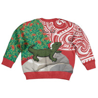Personalised New Zealand Tuatara Christmas Kid Ugly Christmas Sweater Meri Kirihimete Aotearoa Maori Mix Pohutukawa LT14 - Polynesian Pride