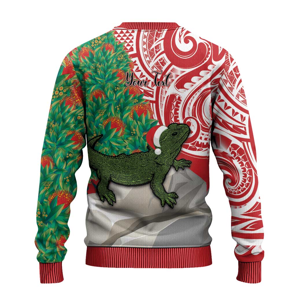 Personalised New Zealand Tuatara Christmas Ugly Christmas Sweater Meri Kirihimete Aotearoa Maori Mix Pohutukawa LT14 - Polynesian Pride
