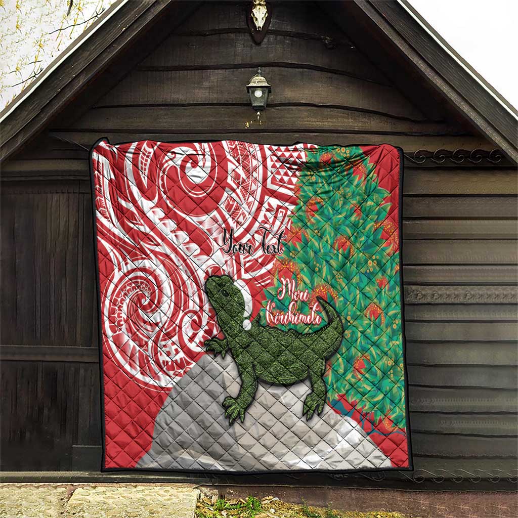 Personalised New Zealand Tuatara Christmas Quilt Meri Kirihimete Aotearoa Maori Mix Pohutukawa LT14 - Polynesian Pride