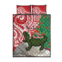 Personalised New Zealand Tuatara Christmas Quilt Bed Set Meri Kirihimete Aotearoa Maori Mix Pohutukawa LT14 - Polynesian Pride