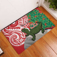 Personalised New Zealand Tuatara Christmas Rubber Doormat Meri Kirihimete Aotearoa Maori Mix Pohutukawa LT14 - Polynesian Pride