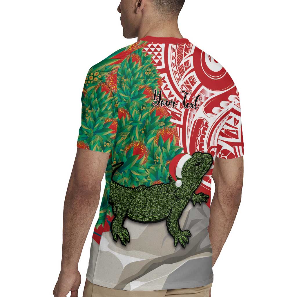 Personalised New Zealand Tuatara Christmas Rugby Jersey Meri Kirihimete Aotearoa Maori Mix Pohutukawa LT14 - Polynesian Pride