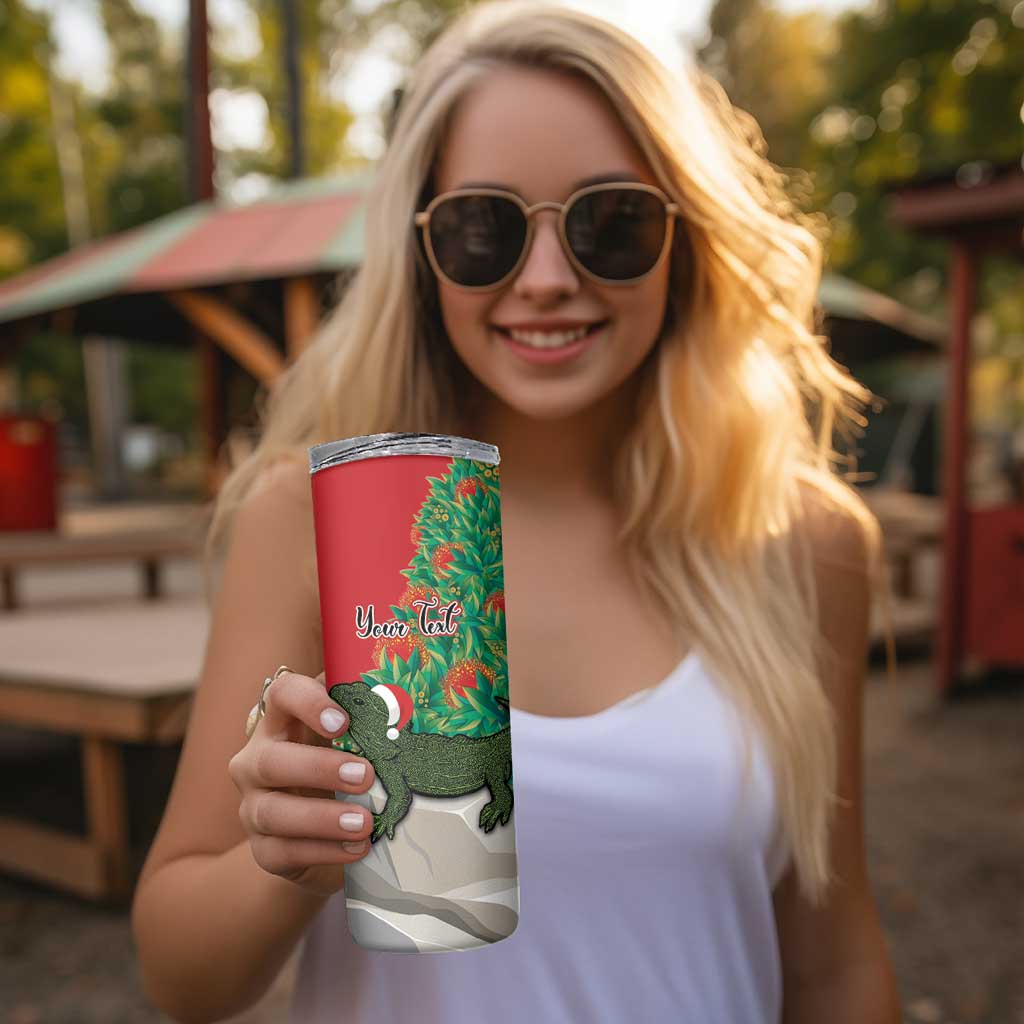 Personalised New Zealand Tuatara Christmas Skinny Tumbler Meri Kirihimete Aotearoa Maori Mix Pohutukawa LT14 - Polynesian Pride