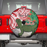 Personalised New Zealand Tuatara Christmas Spare Tire Cover Meri Kirihimete Aotearoa Maori Mix Pohutukawa LT14 - Polynesian Pride