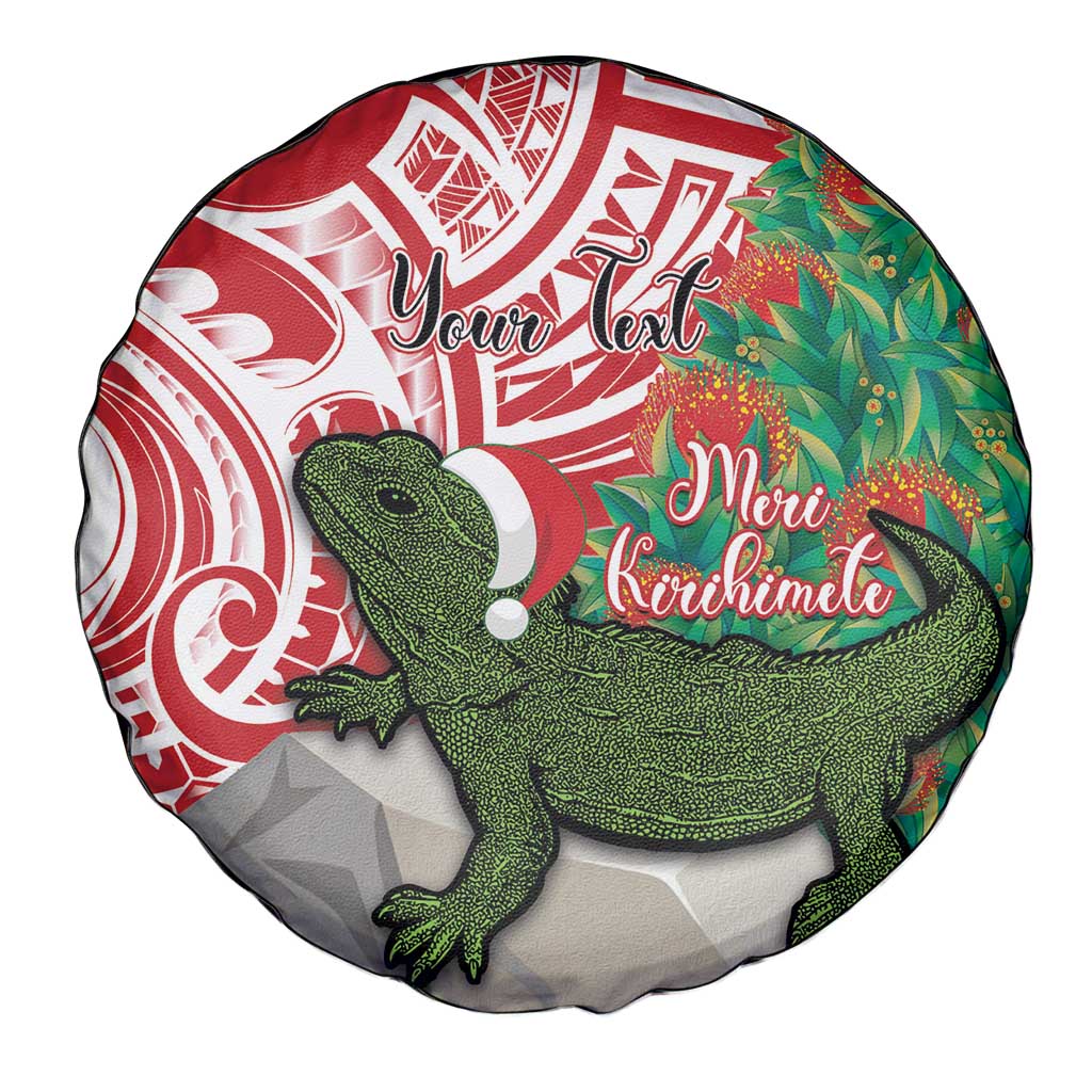 Personalised New Zealand Tuatara Christmas Spare Tire Cover Meri Kirihimete Aotearoa Maori Mix Pohutukawa LT14 - Polynesian Pride