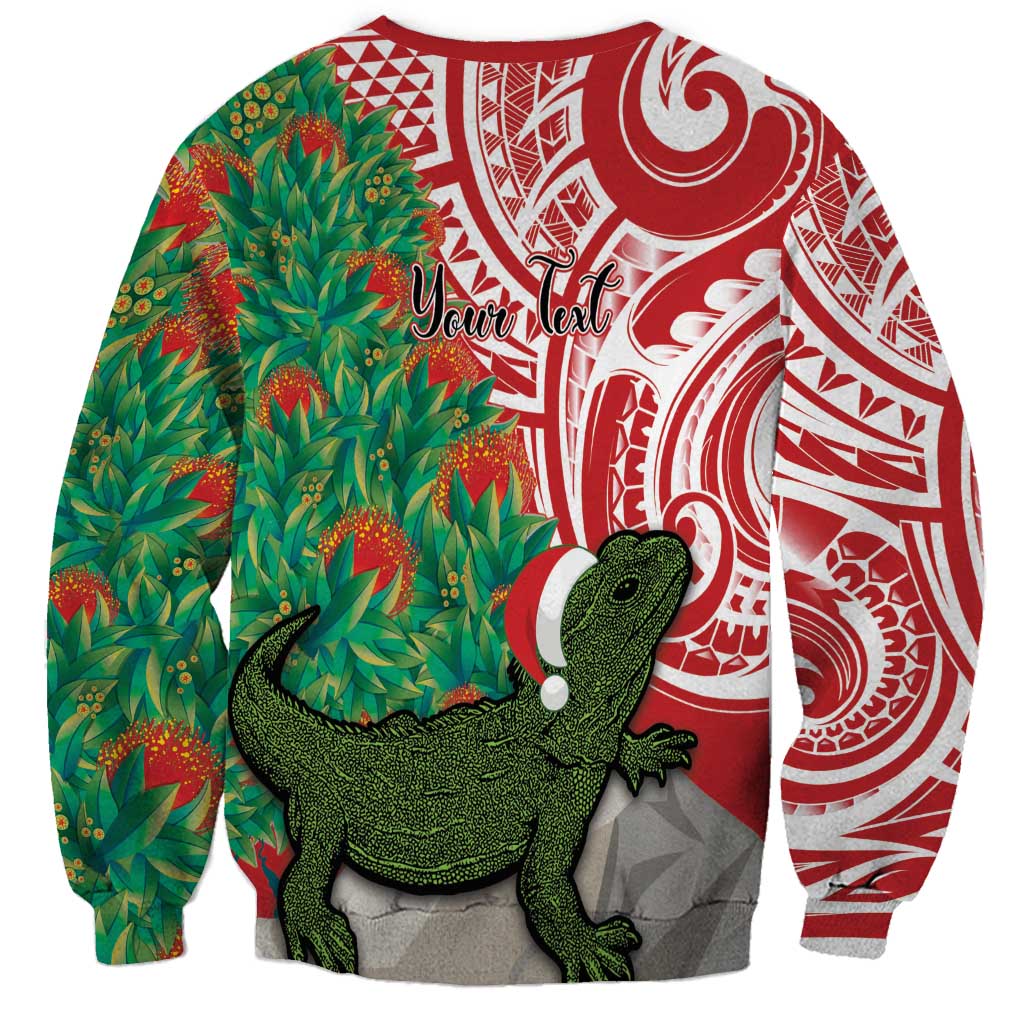 Personalised New Zealand Tuatara Christmas Sweatshirt Meri Kirihimete Aotearoa Maori Mix Pohutukawa LT14 - Polynesian Pride