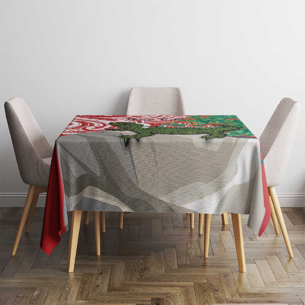 Personalised New Zealand Tuatara Christmas Tablecloth Meri Kirihimete Aotearoa Maori Mix Pohutukawa LT14 - Polynesian Pride