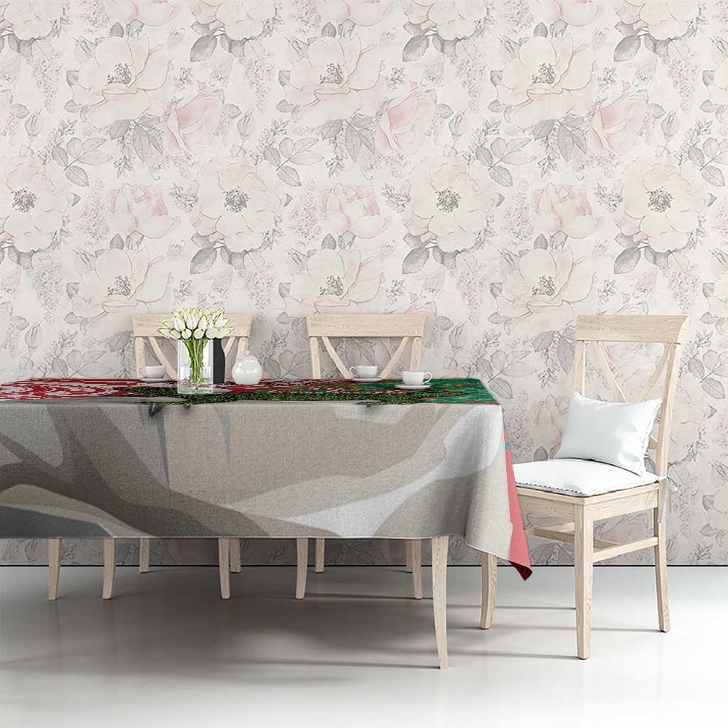 Personalised New Zealand Tuatara Christmas Tablecloth Meri Kirihimete Aotearoa Maori Mix Pohutukawa LT14 - Polynesian Pride