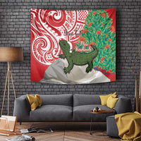 Personalised New Zealand Tuatara Christmas Tapestry Meri Kirihimete Aotearoa Maori Mix Pohutukawa LT14 - Polynesian Pride