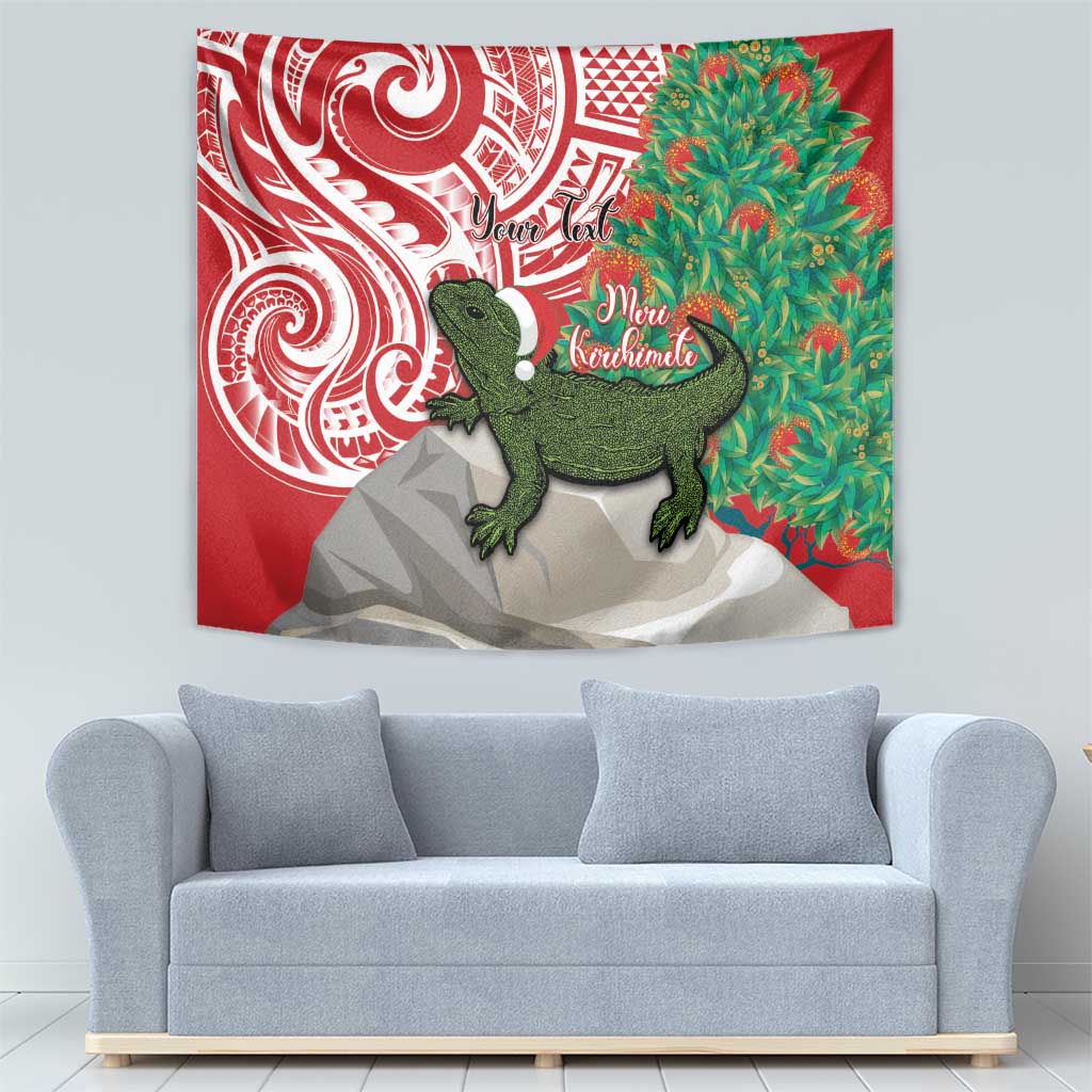 Personalised New Zealand Tuatara Christmas Tapestry Meri Kirihimete Aotearoa Maori Mix Pohutukawa LT14 - Polynesian Pride