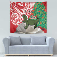 Personalised New Zealand Tuatara Christmas Tapestry Meri Kirihimete Aotearoa Maori Mix Pohutukawa LT14 - Polynesian Pride