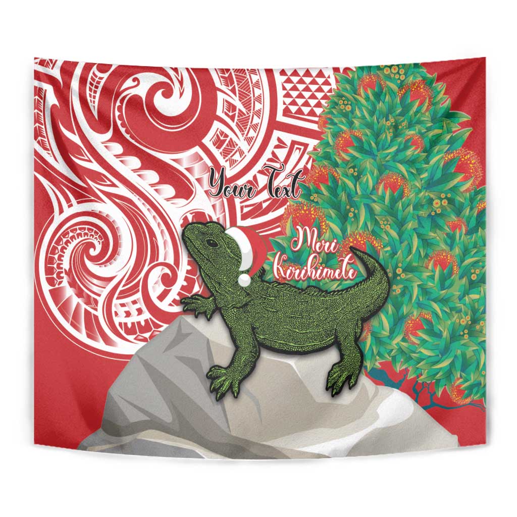 Personalised New Zealand Tuatara Christmas Tapestry Meri Kirihimete Aotearoa Maori Mix Pohutukawa LT14 - Polynesian Pride