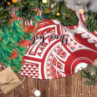 Personalised New Zealand Tuatara Christmas Tree Skirt Meri Kirihimete Aotearoa Maori Mix Pohutukawa LT14 - Polynesian Pride
