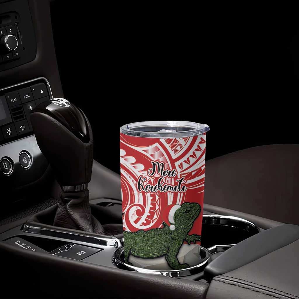 Personalised New Zealand Tuatara Christmas Tumbler Cup Meri Kirihimete Aotearoa Maori Mix Pohutukawa LT14 - Polynesian Pride