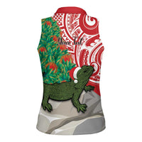 Personalised New Zealand Tuatara Christmas Women Sleeveless Polo Shirt Meri Kirihimete Aotearoa Maori Mix Pohutukawa LT14 - Polynesian Pride