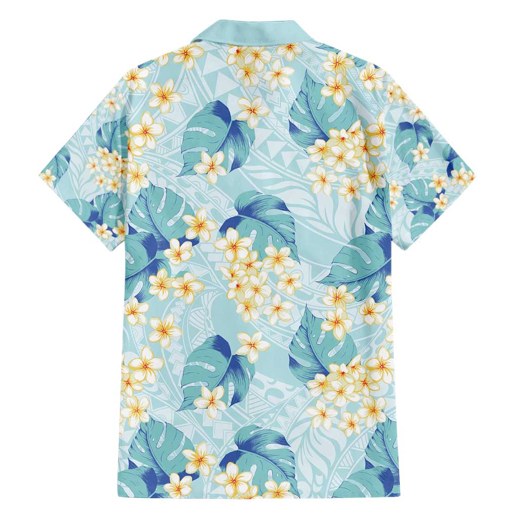 Pastel Cyan Tropical Hawaii Family Matching Tank Maxi Dress and Hawaiian Shirt Seamless Monstera Plumeria Hawaiian Pattern LT14 - Polynesian Pride