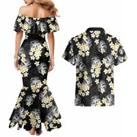 Black Tropical Hawaii Couples Matching Mermaid Dress and Hawaiian Shirt Seamless Monstera Plumeria Hawaiian Pattern LT14 - Polynesian Pride