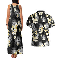 Black Tropical Hawaii Couples Matching Tank Maxi Dress and Hawaiian Shirt Seamless Monstera Plumeria Hawaiian Pattern LT14 - Polynesian Pride