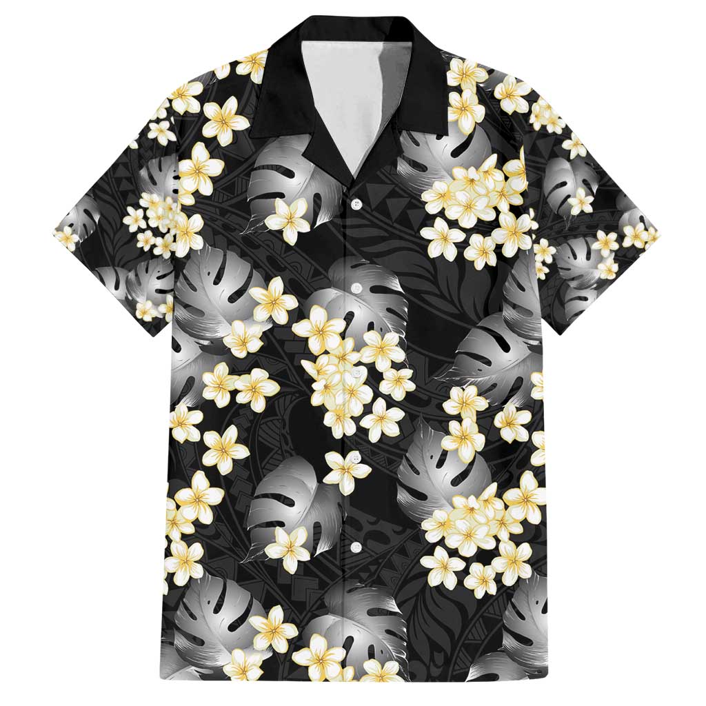 Black Tropical Hawaii Family Matching Long Sleeve Bodycon Dress and Hawaiian Shirt Seamless Monstera Plumeria Hawaiian Pattern LT14 Dad's Shirt - Short Sleeve Black - Polynesian Pride