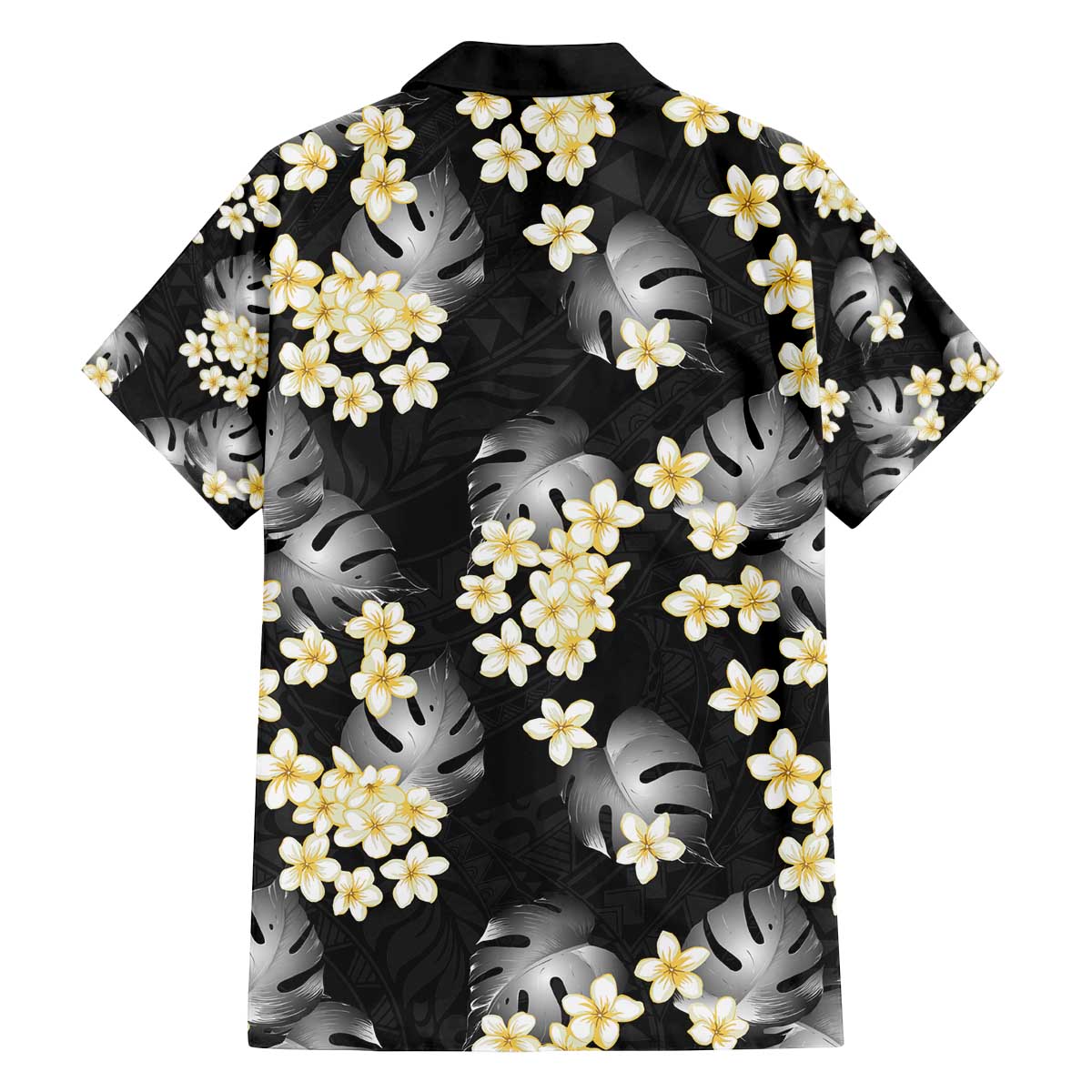 Black Tropical Hawaii Family Matching Off The Shoulder Long Sleeve Dress and Hawaiian Shirt Seamless Monstera Plumeria Hawaiian Pattern LT14 - Polynesian Pride