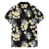 Black Tropical Hawaii Family Matching Off The Shoulder Long Sleeve Dress and Hawaiian Shirt Seamless Monstera Plumeria Hawaiian Pattern LT14 - Polynesian Pride