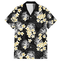 Black Tropical Hawaii Family Matching Off Shoulder Maxi Dress and Hawaiian Shirt Seamless Monstera Plumeria Hawaiian Pattern LT14 Dad's Shirt - Short Sleeve Black - Polynesian Pride