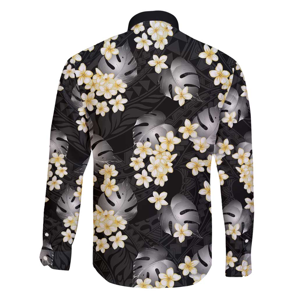 Black Tropical Hawaii Family Matching Off Shoulder Short Dress and Hawaiian Shirt Seamless Monstera Plumeria Hawaiian Pattern LT14 - Polynesian Pride