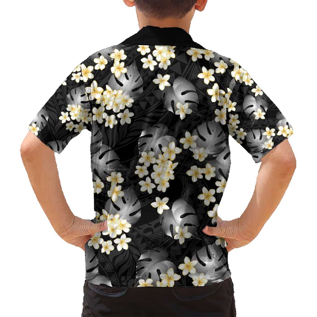 Black Tropical Hawaii Family Matching Puletasi and Hawaiian Shirt Seamless Monstera Plumeria Hawaiian Pattern LT14 - Polynesian Pride