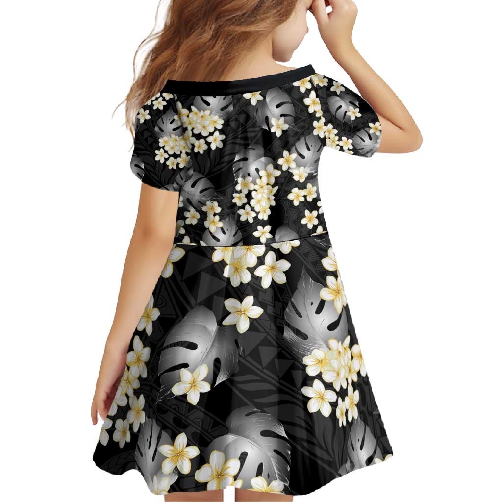 Black Tropical Hawaii Family Matching Summer Maxi Dress and Hawaiian Shirt Seamless Monstera Plumeria Hawaiian Pattern LT14 - Polynesian Pride