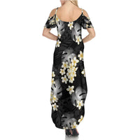 Black Tropical Hawaii Family Matching Summer Maxi Dress and Hawaiian Shirt Seamless Monstera Plumeria Hawaiian Pattern LT14 - Polynesian Pride