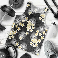 Black Tropical Hawaii Men Tank Top Seamless Monstera Plumeria Hawaiian Pattern - Polynesian Pride