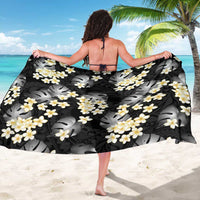 Black Tropical Hawaii Sarong Seamless Monstera Plumeria Hawaiian Pattern LT14 - Polynesian Pride