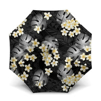 Black Tropical Hawaii Umbrella Seamless Monstera Plumeria Hawaiian Pattern LT14 One Size Folded 11.42 inch Opened Diameter 37.4 inch Black - Polynesian Pride