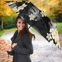 Black Tropical Hawaii Umbrella Seamless Monstera Plumeria Hawaiian Pattern LT14 - Polynesian Pride