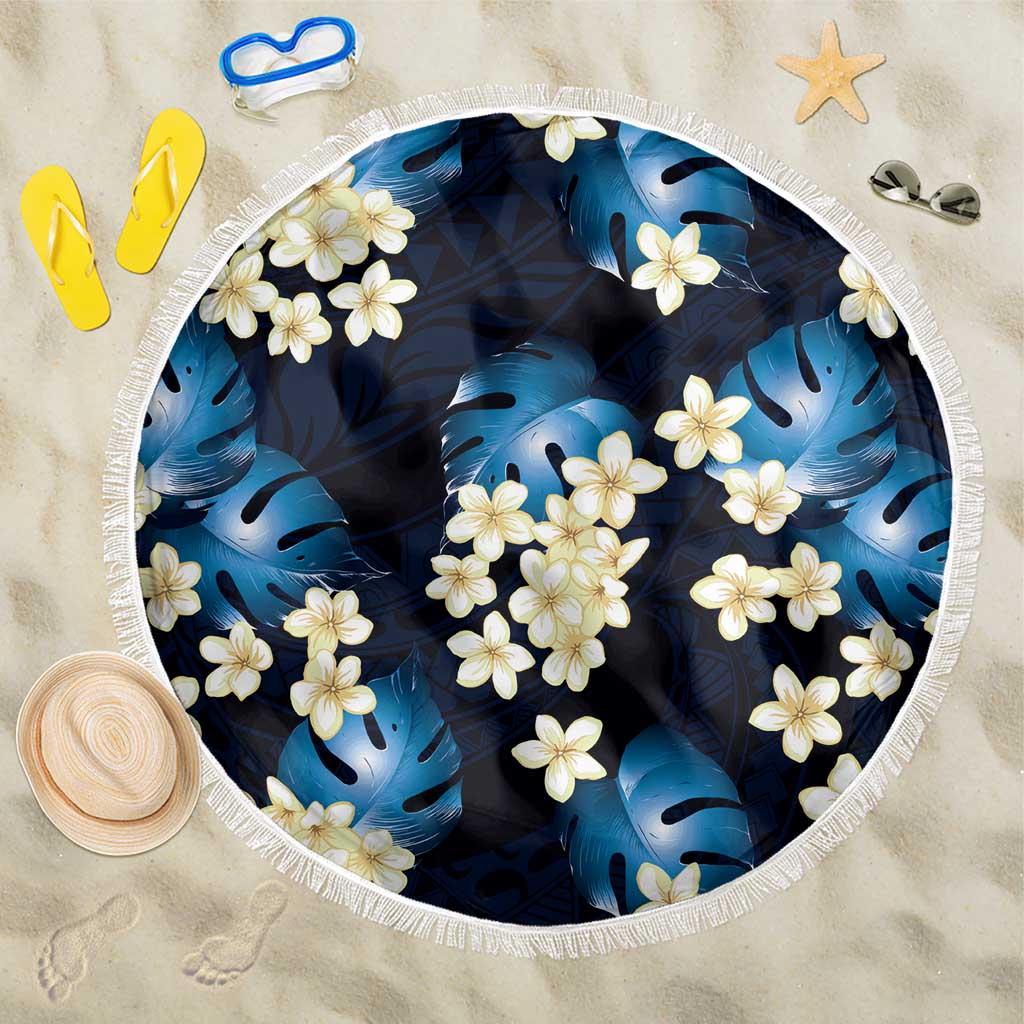 Blue Tropical Hawaii Beach Blanket Seamless Monstera Plumeria Hawaiian Pattern - Polynesian Pride