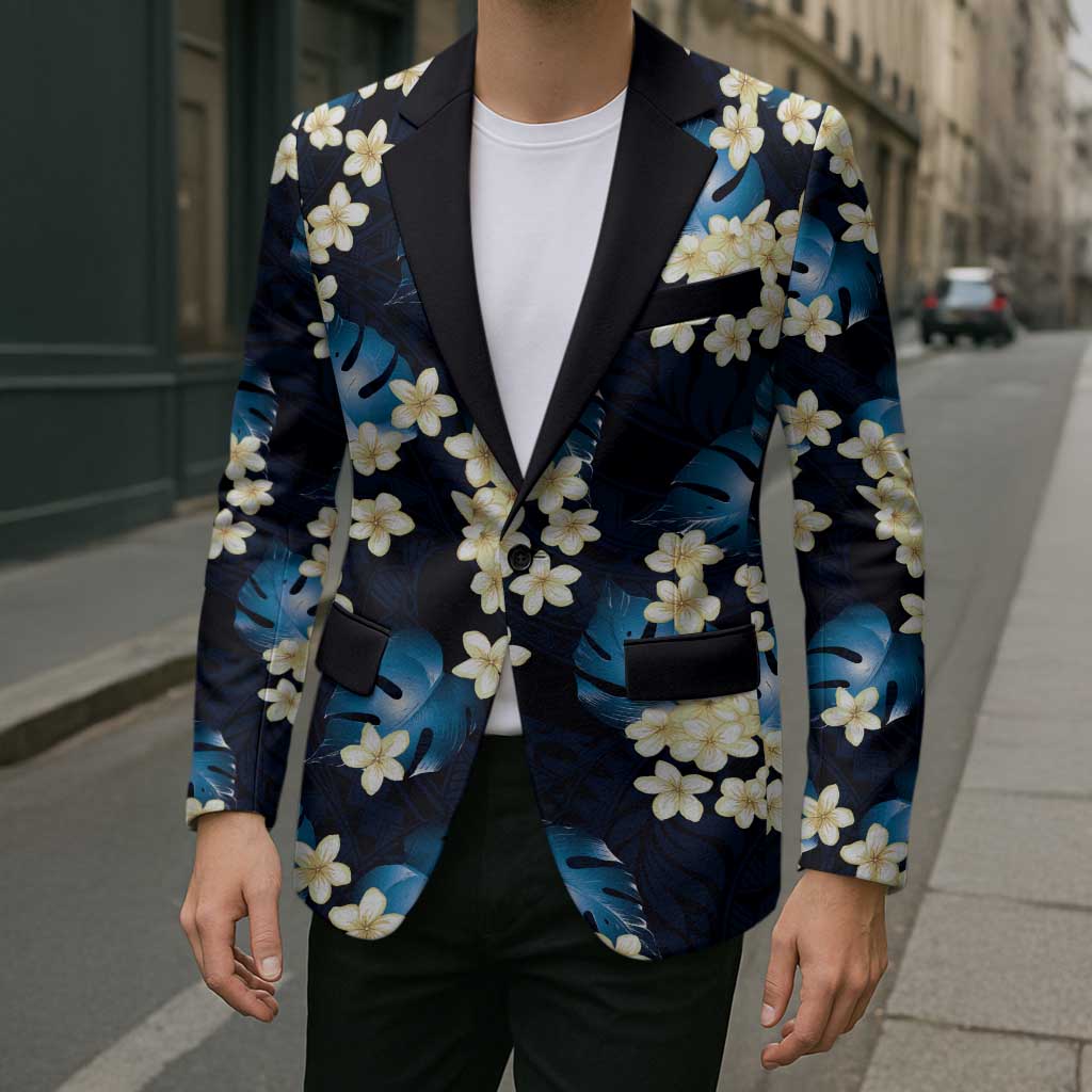 Blue Tropical Hawaii Blazer Seamless Monstera Plumeria Hawaiian Pattern - Polynesian Pride