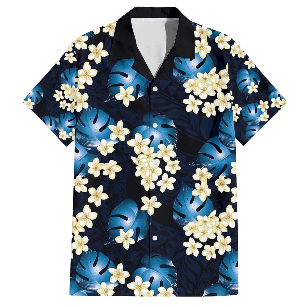 Blue Tropical Hawaii Family Matching Long Sleeve Bodycon Dress and Hawaiian Shirt Seamless Monstera Plumeria Hawaiian Pattern LT14 Dad's Shirt - Short Sleeve Blue - Polynesian Pride