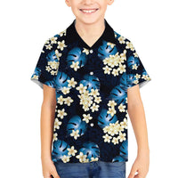 Blue Tropical Hawaii Family Matching Long Sleeve Bodycon Dress and Hawaiian Shirt Seamless Monstera Plumeria Hawaiian Pattern LT14 Son's Shirt Blue - Polynesian Pride