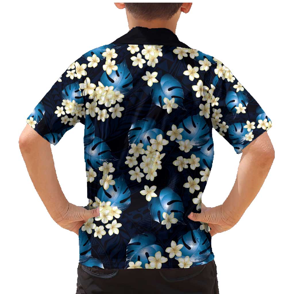 Blue Tropical Hawaii Family Matching Mermaid Dress and Hawaiian Shirt Seamless Monstera Plumeria Hawaiian Pattern LT14 - Polynesian Pride
