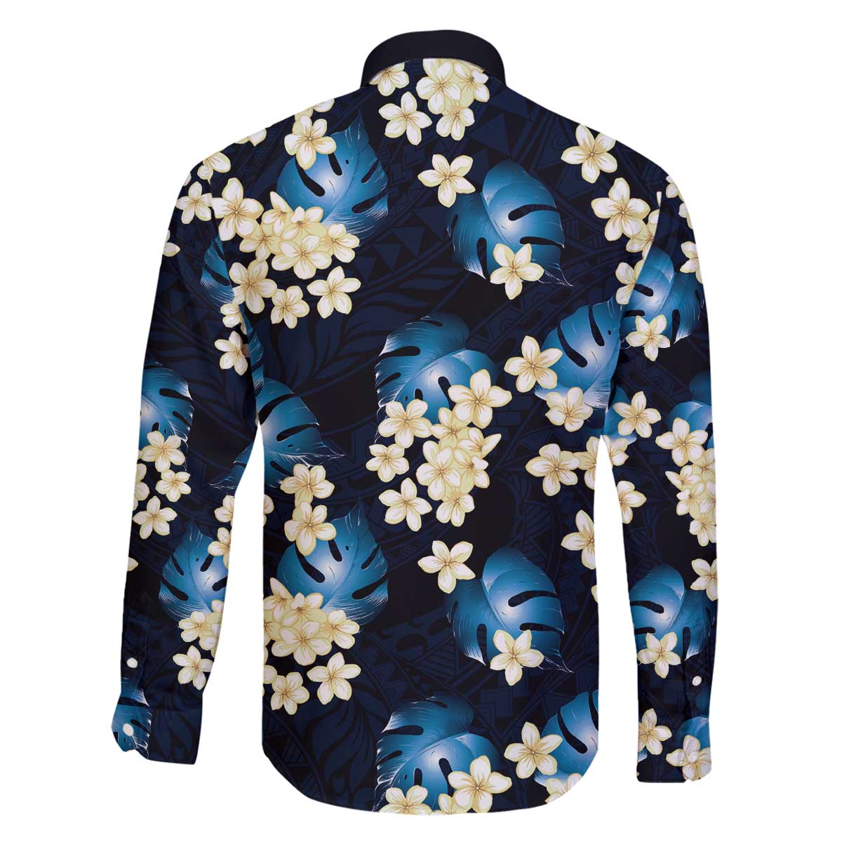 Blue Tropical Hawaii Family Matching Off The Shoulder Long Sleeve Dress and Hawaiian Shirt Seamless Monstera Plumeria Hawaiian Pattern LT14 - Polynesian Pride