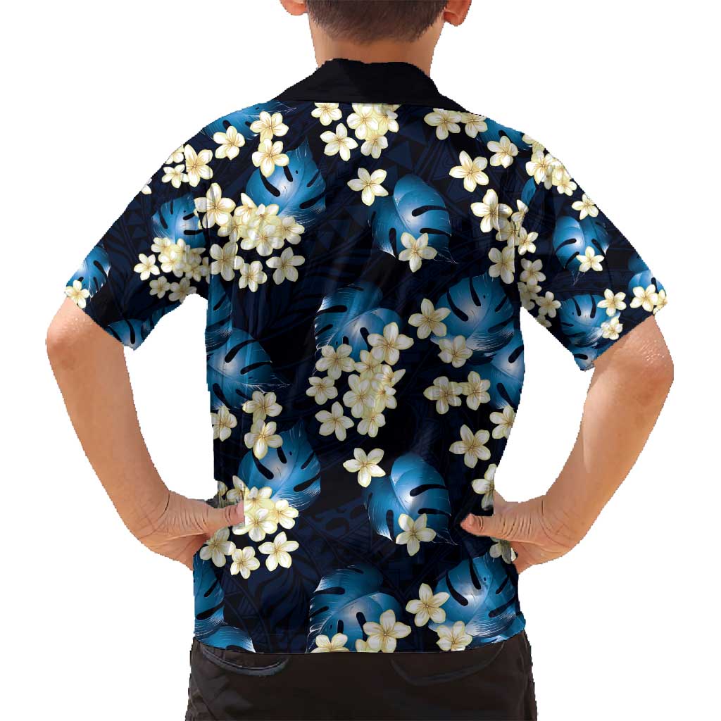 Blue Tropical Hawaii Family Matching Off Shoulder Maxi Dress and Hawaiian Shirt Seamless Monstera Plumeria Hawaiian Pattern LT14 - Polynesian Pride