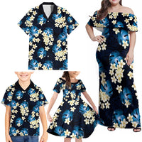 Blue Tropical Hawaii Family Matching Off Shoulder Maxi Dress and Hawaiian Shirt Seamless Monstera Plumeria Hawaiian Pattern LT14 - Polynesian Pride