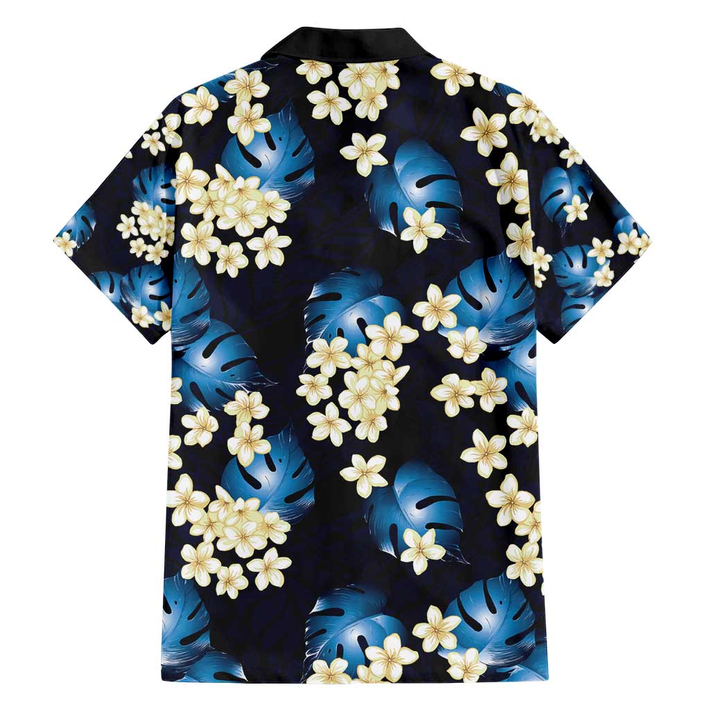 Blue Tropical Hawaii Family Matching Short Sleeve Bodycon Dress and Hawaiian Shirt Seamless Monstera Plumeria Hawaiian Pattern LT14 - Polynesian Pride