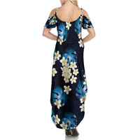 Blue Tropical Hawaii Family Matching Summer Maxi Dress and Hawaiian Shirt Seamless Monstera Plumeria Hawaiian Pattern LT14 - Polynesian Pride